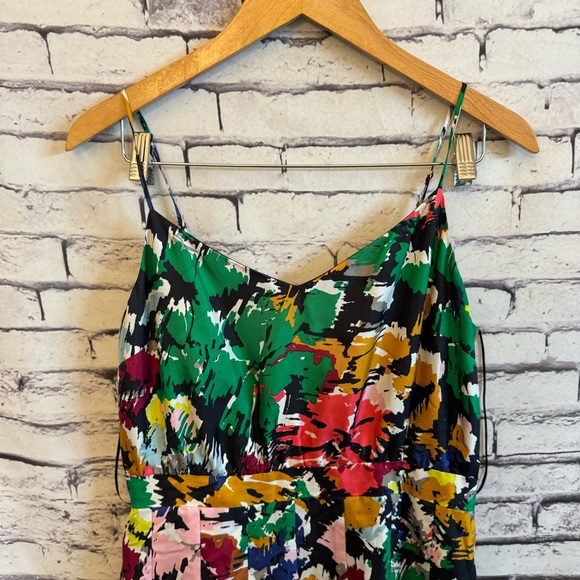 J.Crew Spaghetti-Strap Silk Dress Colorful Brushstroke Paint SZ 10 - Picture 3 of 5
